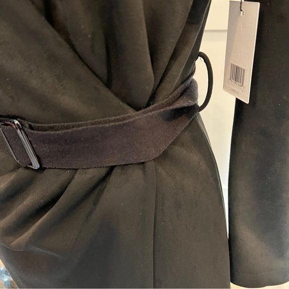 jason wu black suede wrap dress long sleeves mini with waist belt size XS - Picture 11 of 12